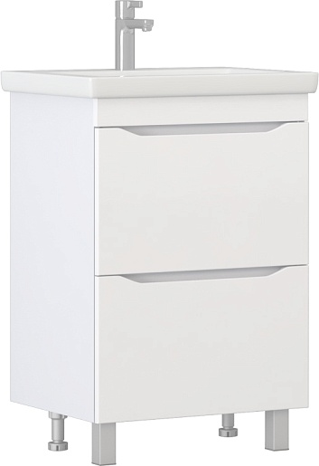Тумба напольная Vigo Grani 80 белая с двумя ящиками и умывальником Como 80