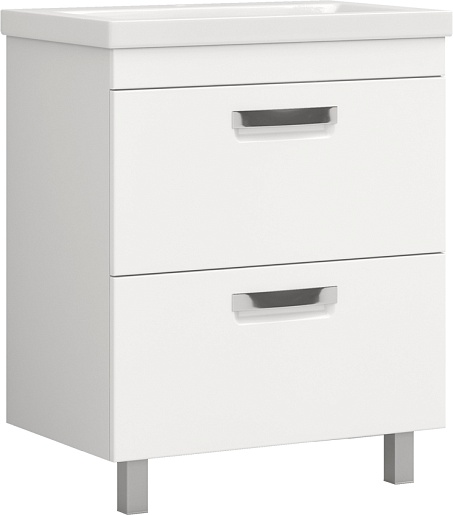Тумба напольная Vigo Plaza 70 белая с двумя ящиками и умывальником Como 70