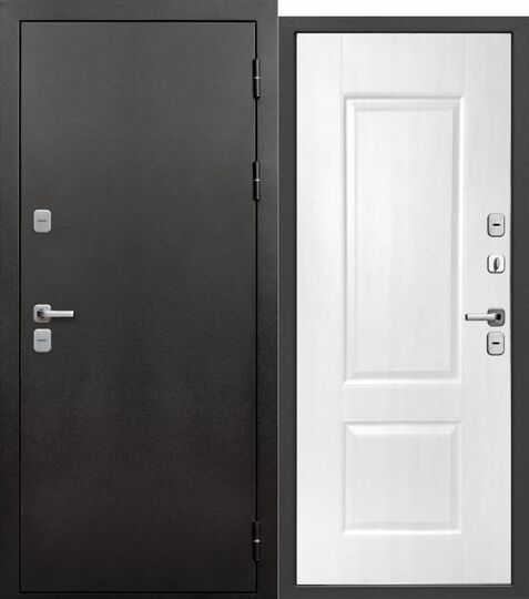 Дверь входная металлическая Е-Трейд 11 см Термо Букле графит - Белый клен