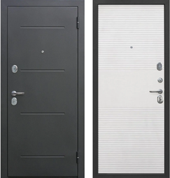 Дверь входная металлическая Феррони Гарда 7,5 см Муар Черный муар / Белый ясень