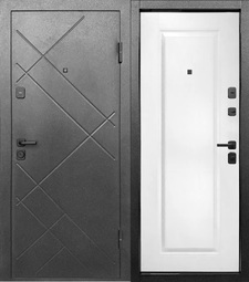 Дверь входная металлическая Е-Трейд 7 см Штамп Букле Графит - Эмалит белый