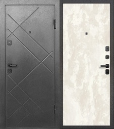 Дверь входная металлическая Е-Трейд 7 см Штамп Букле графит - Перламутр