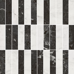 Декор Kerama Marazzi Тубкаль мозаичный микс чёрный белый глянцевый 30*30 см KMD2MSA003BR