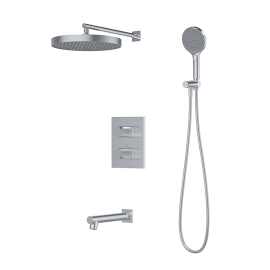 Встраиваемая душевая система Iddis Duna с тропическим и ручным душем, с изливом и термостатом, глянцевый хром, DUNSBSTi68