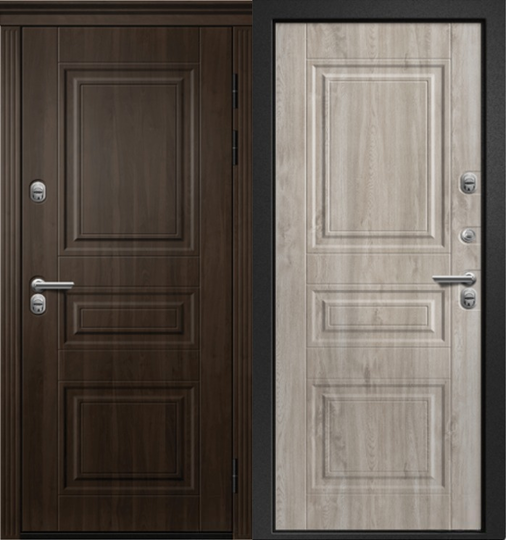 Дверь входная металлическая Феррони СТ-Браво Букле черный МДФ Алмон / МДФ Дуб полярный