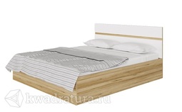 Кровать Горизонт Ненси 1600 2-спальная с ортопедическим основанием (Дуб золотой/Белый глянец)
