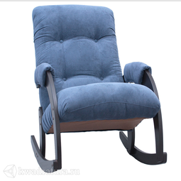 Кресло-качалка МекКо Неаполь Модель 11 (Венге-эмаль/Ткань Синий Verona Denim blue)