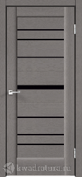Межкомнатная дверь Velldoris (Веллдорис) PREMIER 20 Ясень грей структурный, стекло черное лакобель