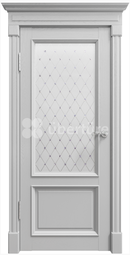 Дверь межкомнатная Uberture Rimini ПДО 80002 Серена светло-серый - наливной витраж с серебристым глиттером