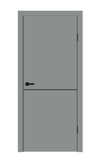 Межкомнатная дверь Velldoris (Веллдорис) TECHNO BLACK  H1 ПГ Серый агат замок M1895 BL (черный), чёрная алюминиевая кромка с 4х сторон