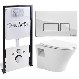 Система инсталляции TONI ARTI TA-01 + Lamoli с сиденьем с микролифтом, с клавишей Noche TA-0041 TA-01+TA-LL4937+TA-0041